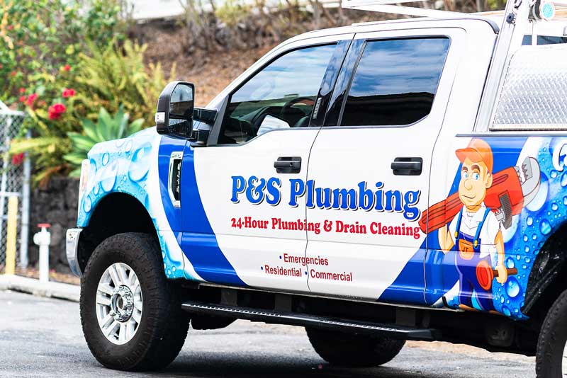 P&S Plumbing pickup truck